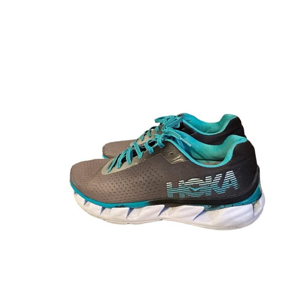 Hoka Gray and Teal Sneakers